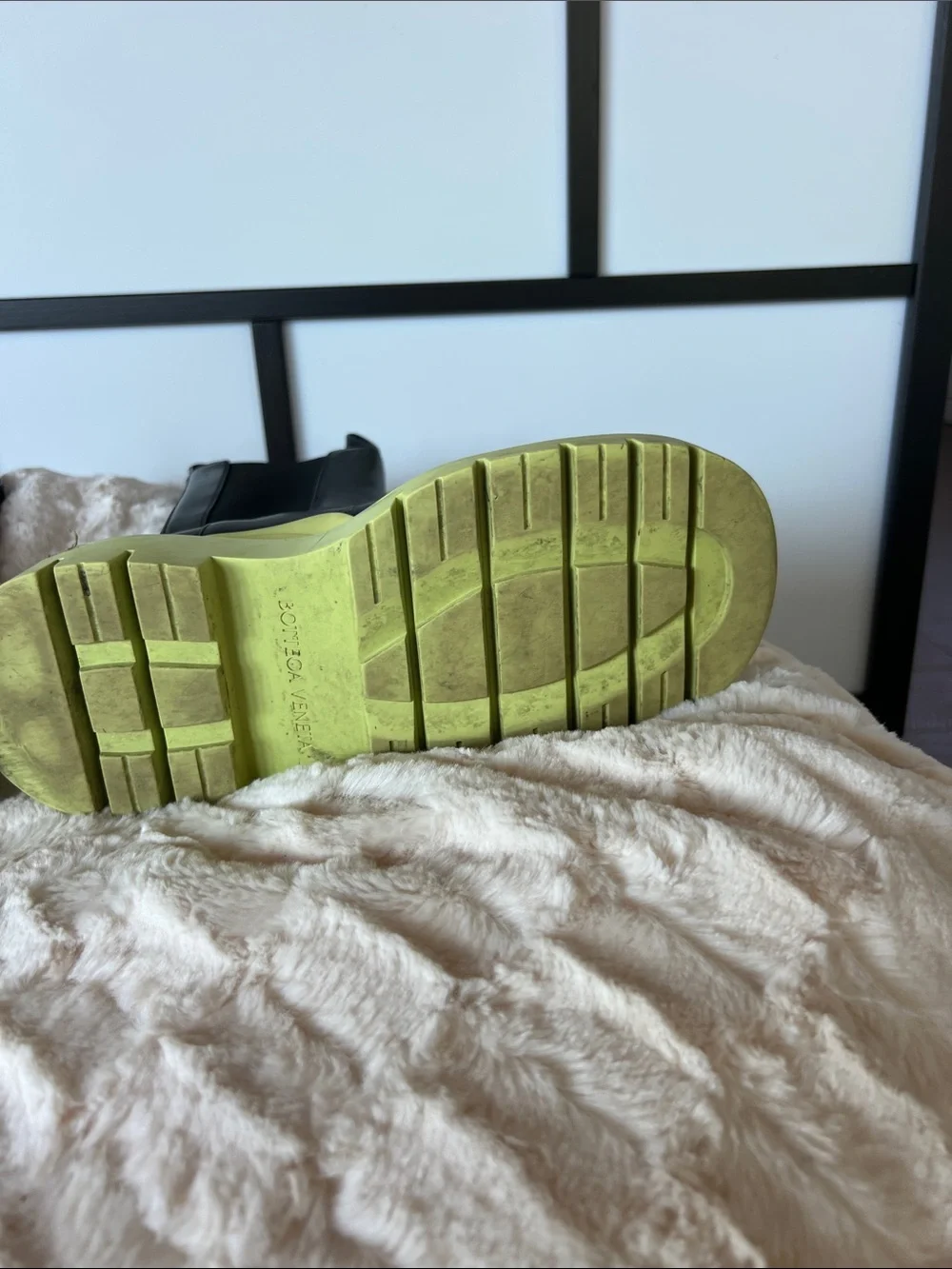 Bottega Veneta Women’s  Black Tire Leather Green  Platform Sole 35 excellent